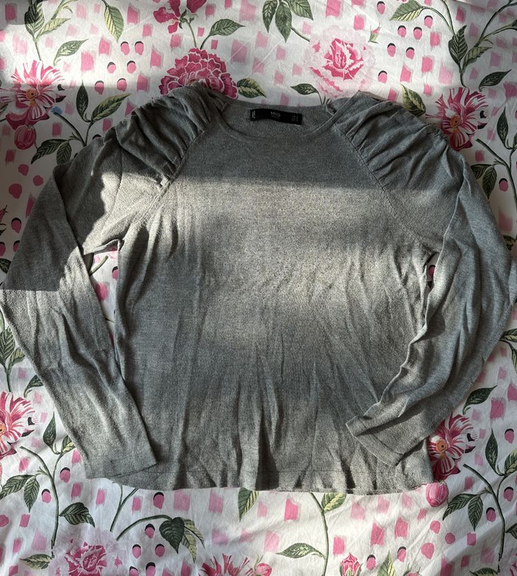 Other Grey Long Sleeve Top With Ruched Shoulders product image